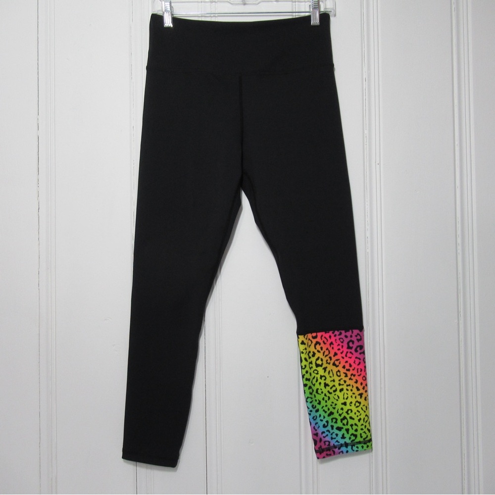 ZYIA Active Black Rainbow Leopard Leggings Size 8 / 10